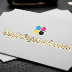 Kartvizit Özel Kesim Tek Yön Altın Yaldız+Gofre